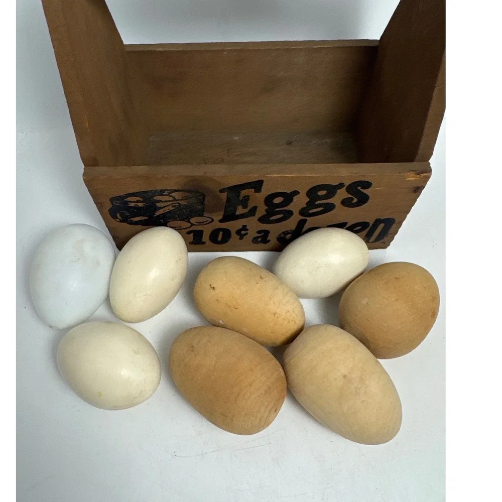 Wooden Egg Crate Carrier OS Brown Farmhouse Rustic 8 Wooden Egg